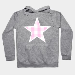 Soft Pink and White Buffalo Plaid Star Hoodie